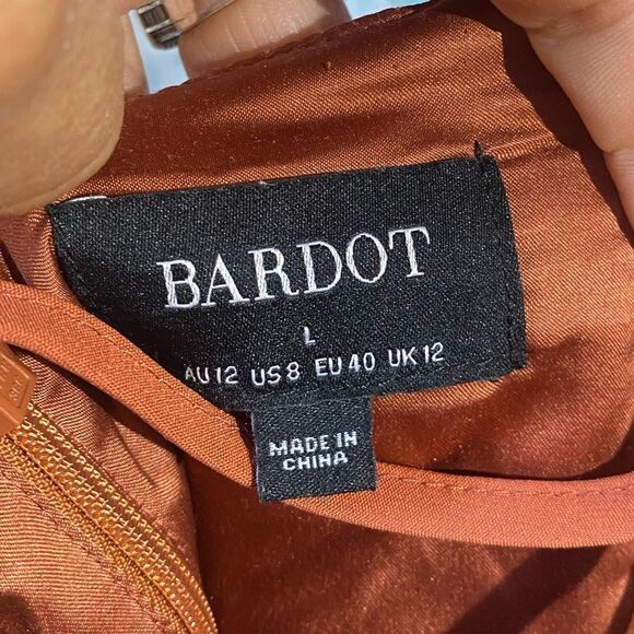 Bardot Elegant Rust Halter Dress‎ Sz L - Picture 8 of 8